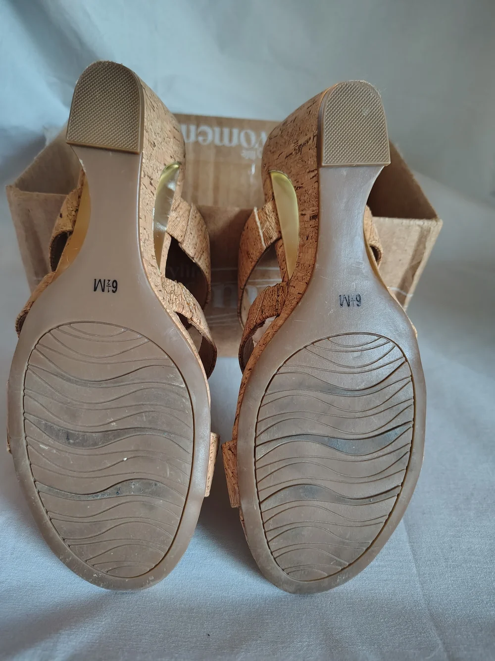 Impo Viera Real Cork Wedge Slide Sandals Gold Metallic Women's 6.5M